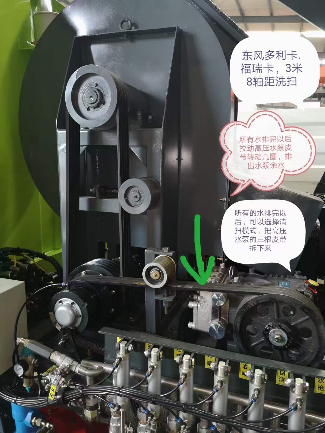 冬天掃路車、洗掃車、吸塵車排水方法